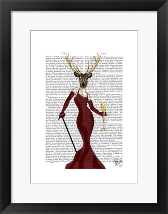 Framed Glamour Deer in Marsala Print