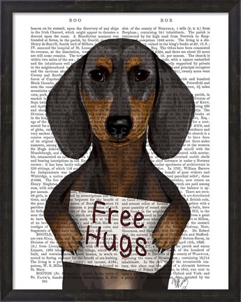 Framed Dachshund Free Hugs Print