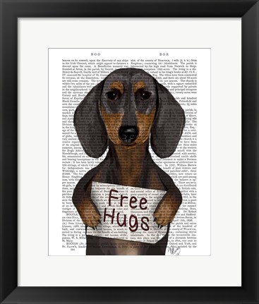 Framed Dachshund Free Hugs Print