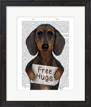 Framed Dachshund Free Hugs Print