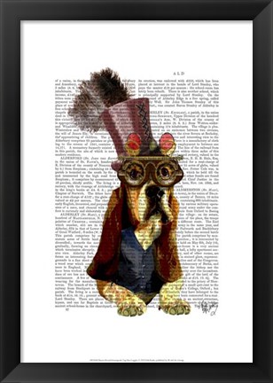 Framed Basset Hound Steampunk Top Hat Goggles Print