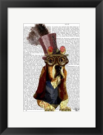 Framed Basset Hound Steampunk Top Hat Goggles Print