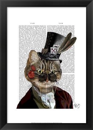 Framed Phileas Feline Steampunk Cat &amp; Top Hat Print