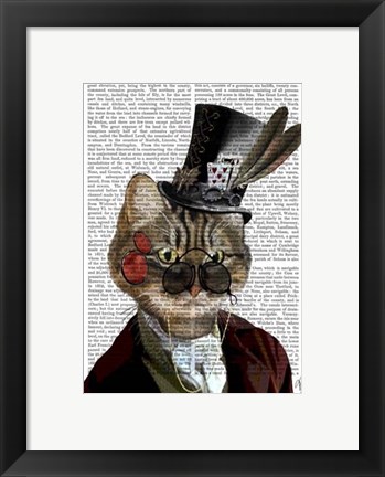 Framed Phileas Feline Steampunk Cat &amp; Top Hat Print