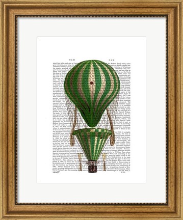 Framed Tiered Hot Air Balloon Green Print