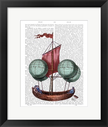 Framed Hot Air Balloon Airship With Red Sail Print