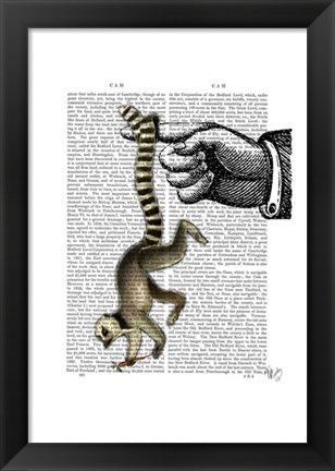 Framed Ring Tailed Lemur on Finger Print