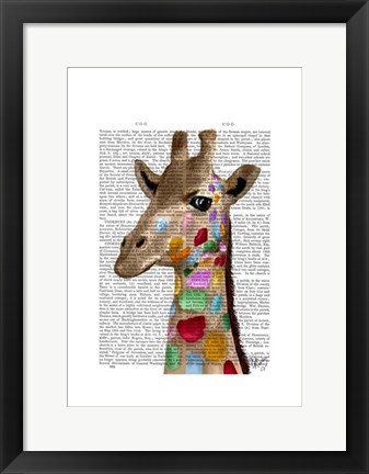 Framed Multicoloured Giraffe Print