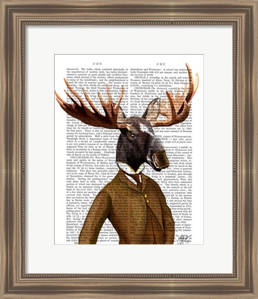 Framed Moose In Suit Portrait Print