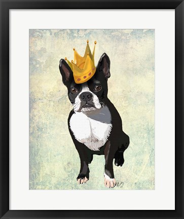 Framed Boston Terrier and Crown Print