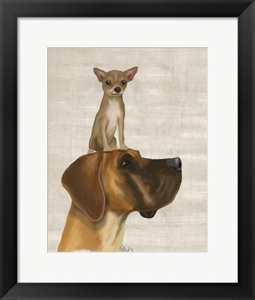 Framed Great Dane and Chihuahua Print