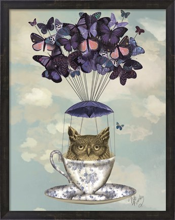 Framed Owl In Teacup Print