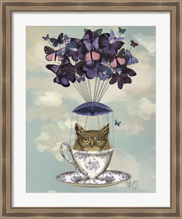 Framed Owl In Teacup Print