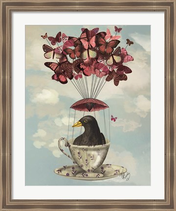 Framed Blackbird In Teacup Print