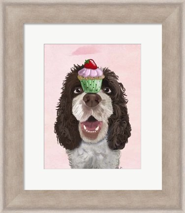 Framed Springer Spaniel with Cupcake Print