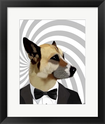 Framed Debonair James Bond Dog Print