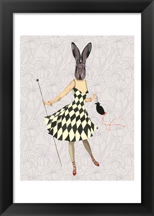 Framed Rabbit in Black White Dress Print