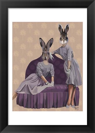 Framed Rabbits in Purple Print