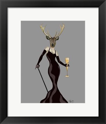 Framed Glamour Deer in Black Print