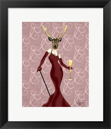 Framed Glamour Deer in Marsala Print