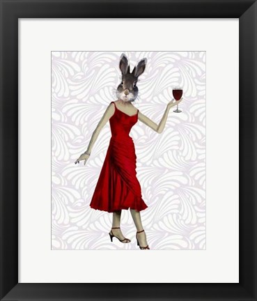 Framed Rabbit in Red Dress Print