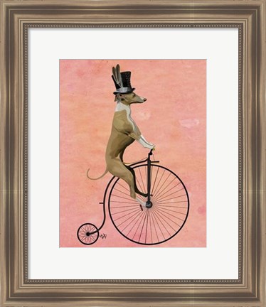 Framed Greyhound on Black Penny Farthing Print