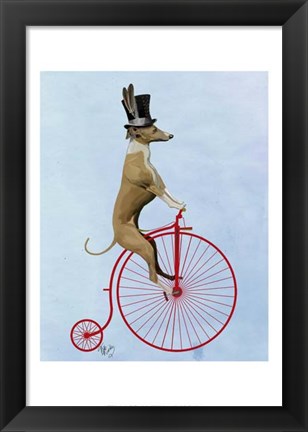 Framed Greyhound on Red Penny Farthing Print