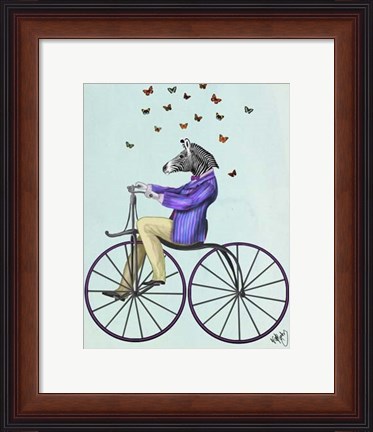 Framed Zebra On Bicycle Print