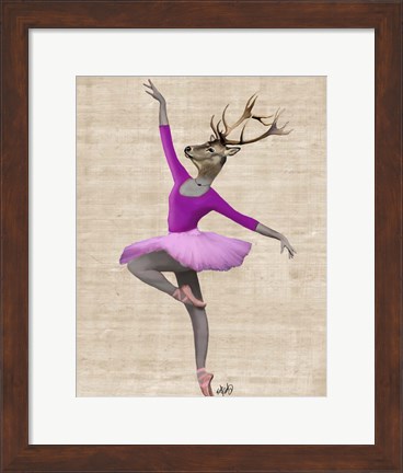 Framed Ballet Deer in Pink II Print