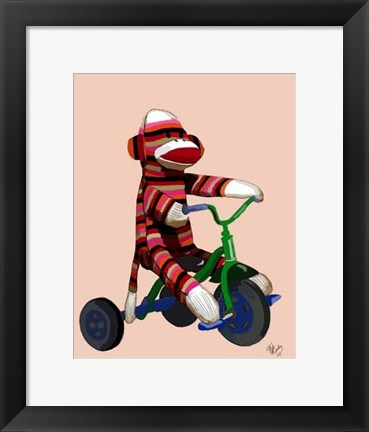 Framed Sock Monkey Tricycle Print