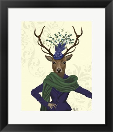 Framed Deer and Fascinator Print