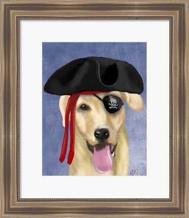 Framed Yellow Labrador Pirate Print