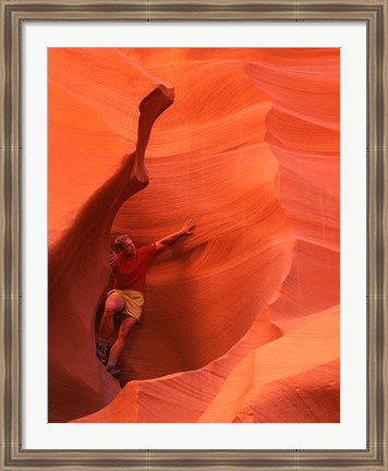 Framed Smooth Sandstone Travel, Lower Antelope Canyon, Arizona Print