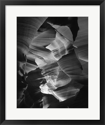 Framed Red Sandstone Walls, Lower Antelope Canyon (Black &amp; White) Print