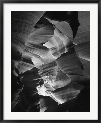 Framed Red Sandstone Walls, Lower Antelope Canyon (Black &amp; White) Print