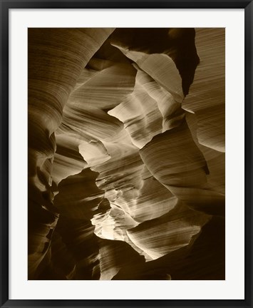 Framed Red Sandstone Walls, Lower Antelope Canyon (Sepia) Print