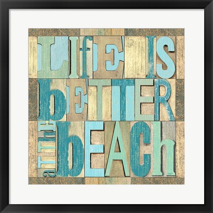 Framed Beach Printer Blocks I Print