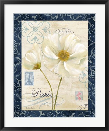 Framed Paris Poppies w/Navy Border I Print