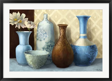 Framed Soft Blue Vase Print