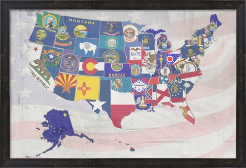 Framed US State Flags Print