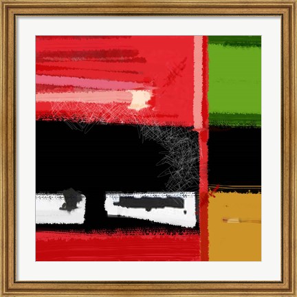 Framed Red And Green Square Print