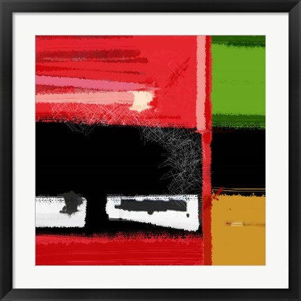 Framed Red And Green Square Print