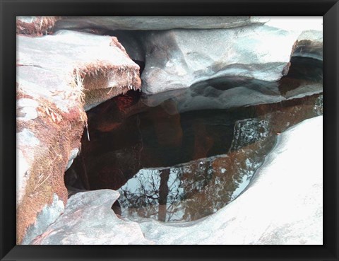 Framed Stones And Water Print