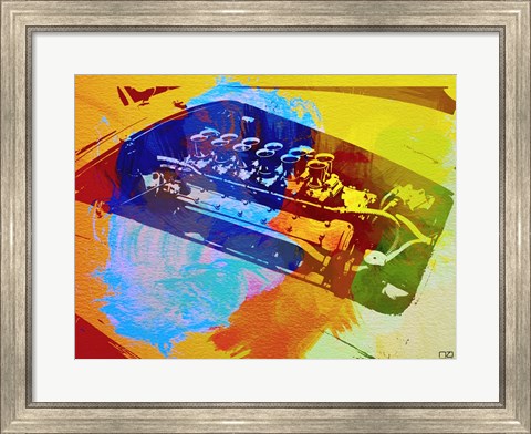 Framed Ferrari Engine Watercolor Print