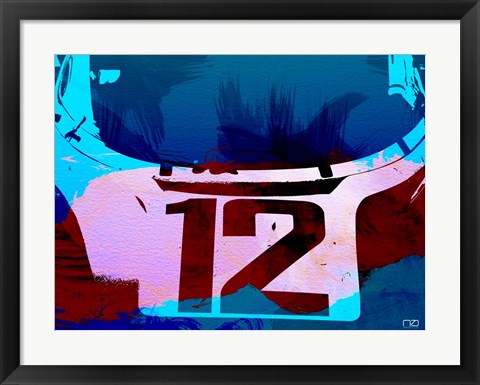 Framed Racing Number 12 Watercolor Print