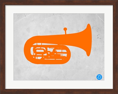 Framed Orange Tuba 2 Print