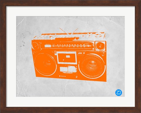 Framed Orange Boom Box Print