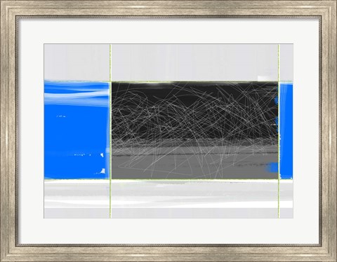 Framed Abstract Blue and Grey Print
