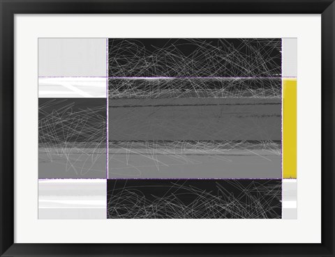 Framed Abstract Grey and Yellow Print