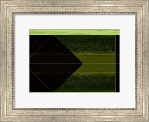 Framed Abstract Green Cone Print